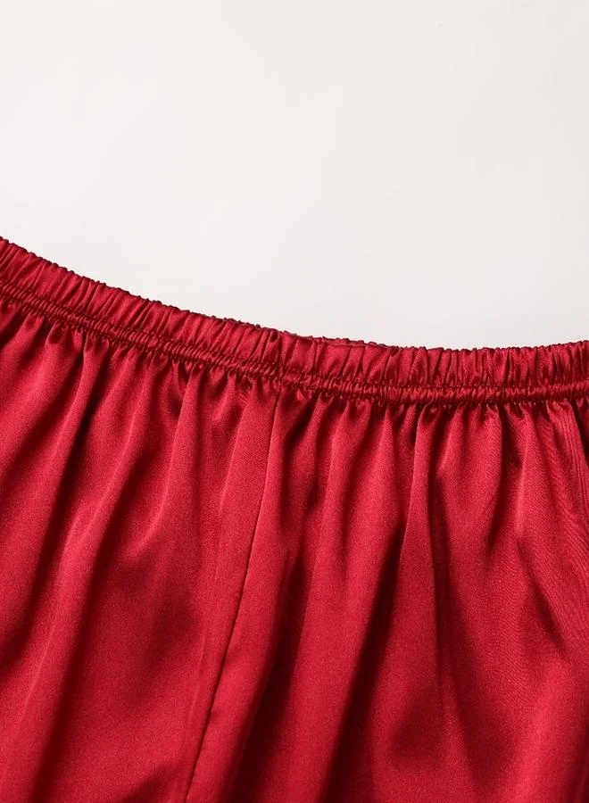 Take Two Women Red Long Sleeve Shirt and Pyjama Set